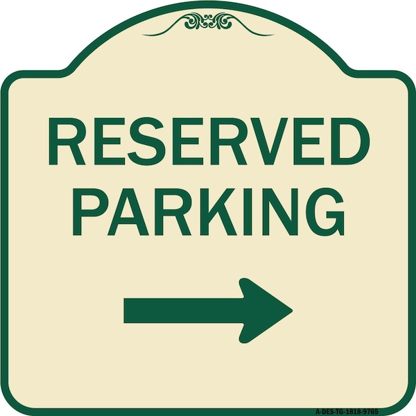 Signmission Designer Series-Reserved Parking 2, Tan & Green Heavy-Gauge Aluminum, 18" x 18", TG-1818-9765 A-DES-TG-1818-9765 - main